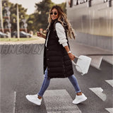 Hnewly Warm Winter Women Long Vests Fashion Hooded Sleeveless Casual Lady Brief Outwear Vest Blouse