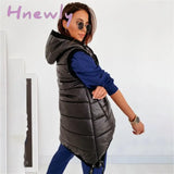 Hnewly Warm Women’s Long Vest Coat Jacket Hooded Autumn Winter Pockets Casual Ladies Sleeveless