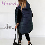 Hnewly Warm Women’s Long Vest Coat Jacket Hooded Autumn Winter Pockets Casual Ladies Sleeveless