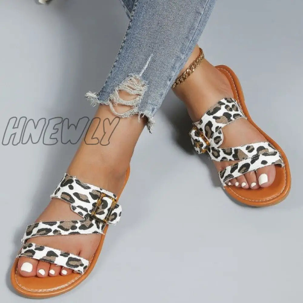 Hnewly - White Casual Daily Patchwork Round Comfortable Shoes Shoes Slippers