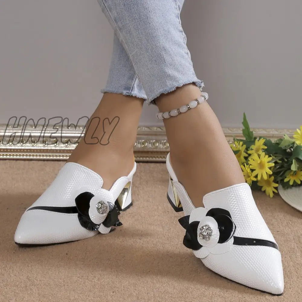 Hnewly - White Casual Patchwork Pointed Out Door Wedges Shoes (Heel Height 2.75In) / Us5Eu35 Shoes