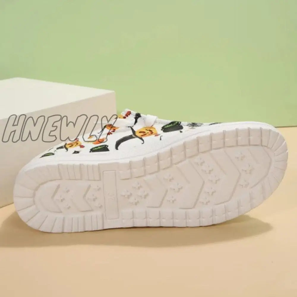 Hnewly - White Casual Patchwork Printing Round Comfortable Out Door Shoes Shoes Sneakers