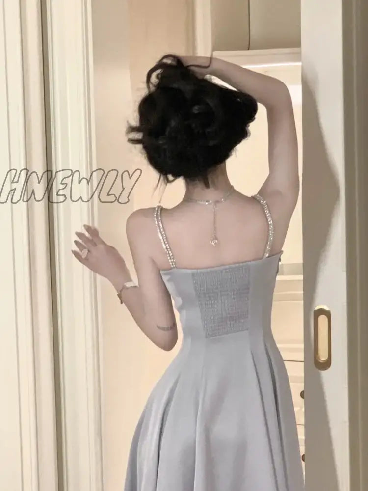 Hnewly White Satin Elegant Party Dresses For Women Summer Sexy V-Neck Birthday Vacation Clothes