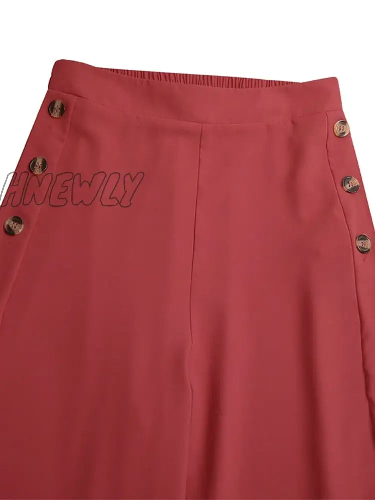 Hnewly Wide Leg Pant Capris Ladies High Waist Pantalon Palazzo Oversized Women Spring Casual Pants