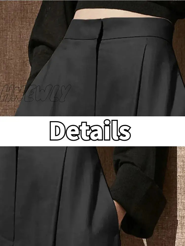 Hnewly Wide Leg Pants Women Full Length High Waist Baggy Casual Solid Minimalist Pantalones De