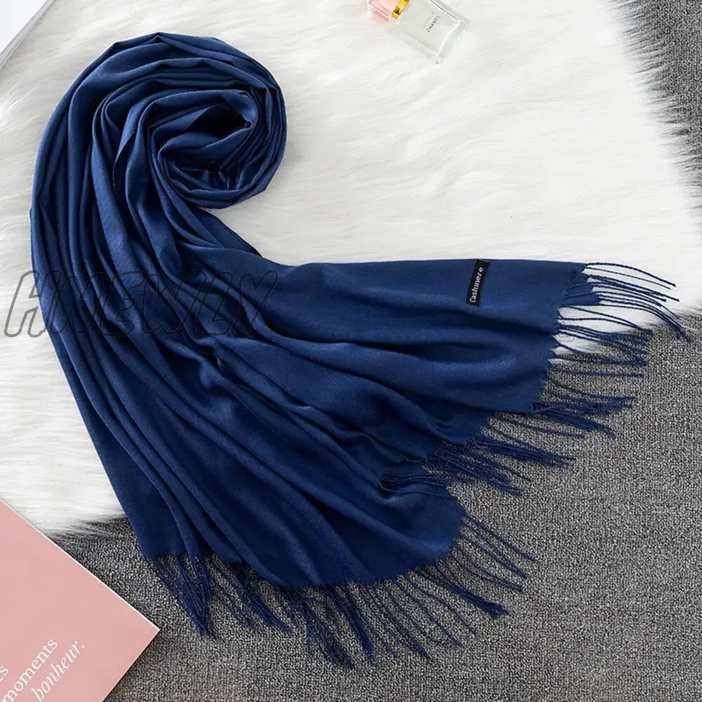 Hnewly Winter Female Scarf Cashmere Shawls Wraps Women Solid Long Hijab Stoles Pashmina Bufanda