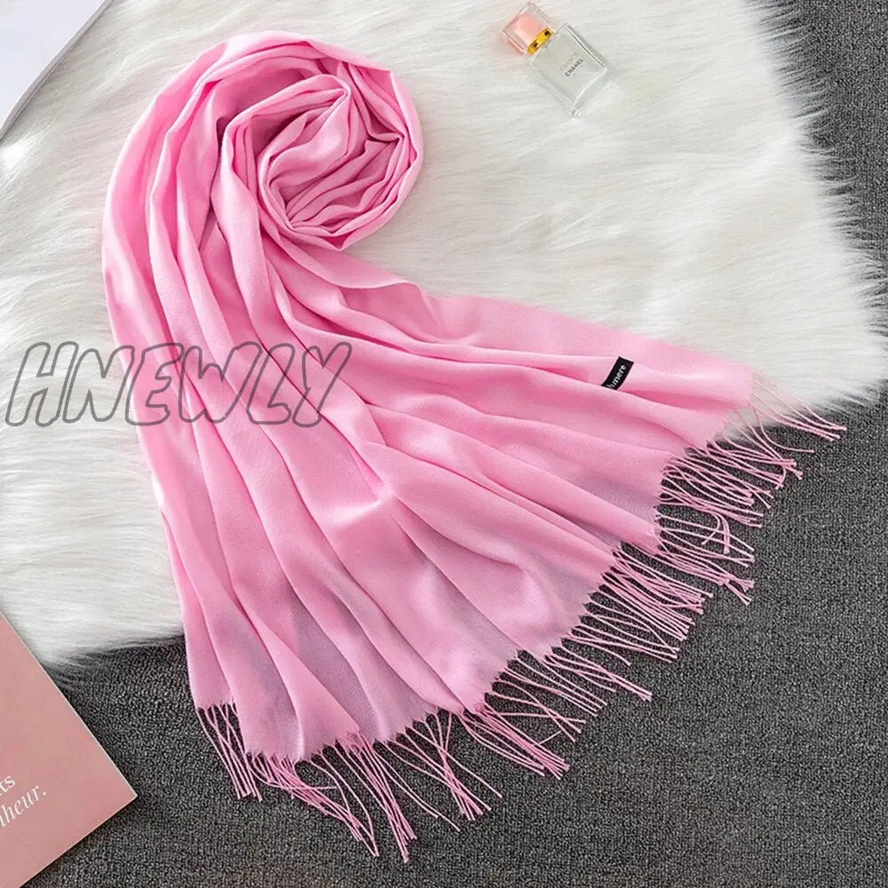 Hnewly Winter Female Scarf Cashmere Shawls Wraps Women Solid Long Hijab Stoles Pashmina Bufanda
