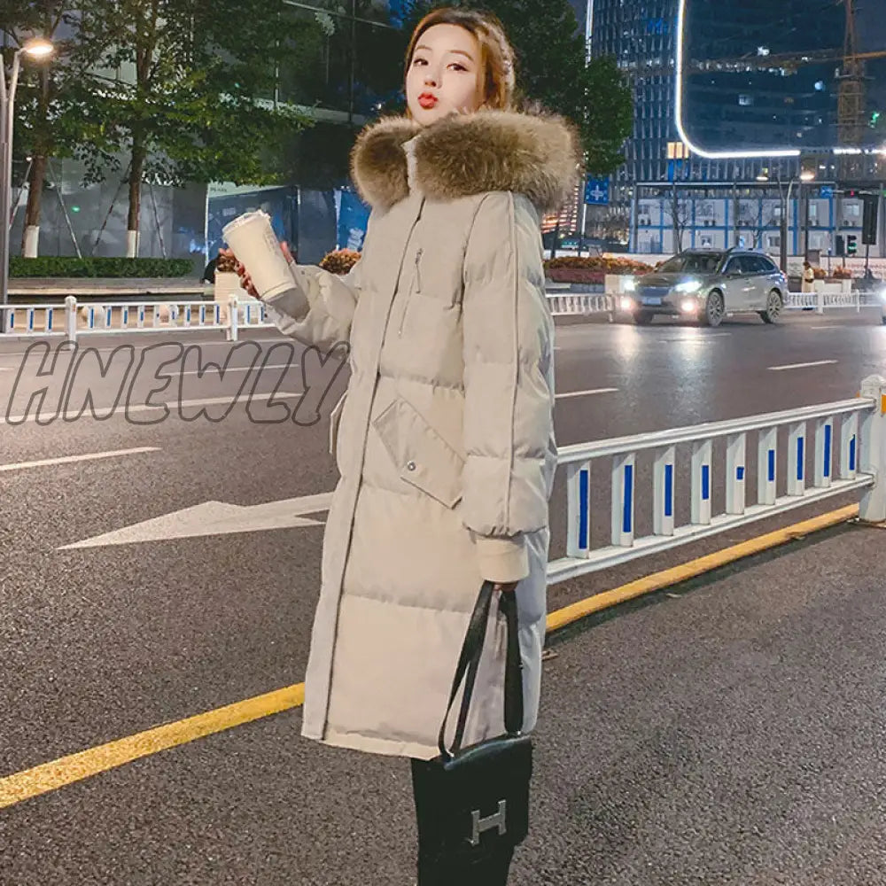 Hnewly Winter Jacket New Loose Cotton - Padded Women’s Mid - Length Thickened Student Down Padded