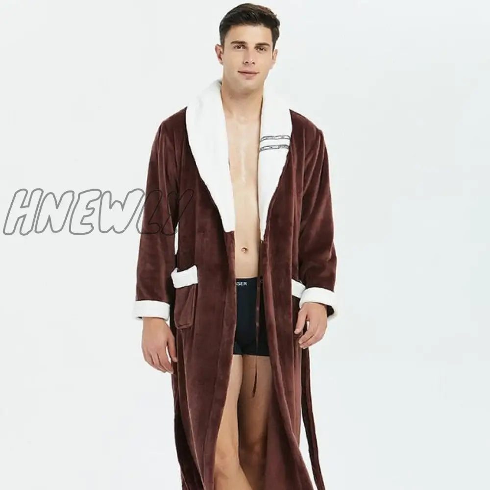 Hnewly Winter Thick Warm Female Coral Fleece Kimono Robe Lovers Couple Nightgown Bath Gown