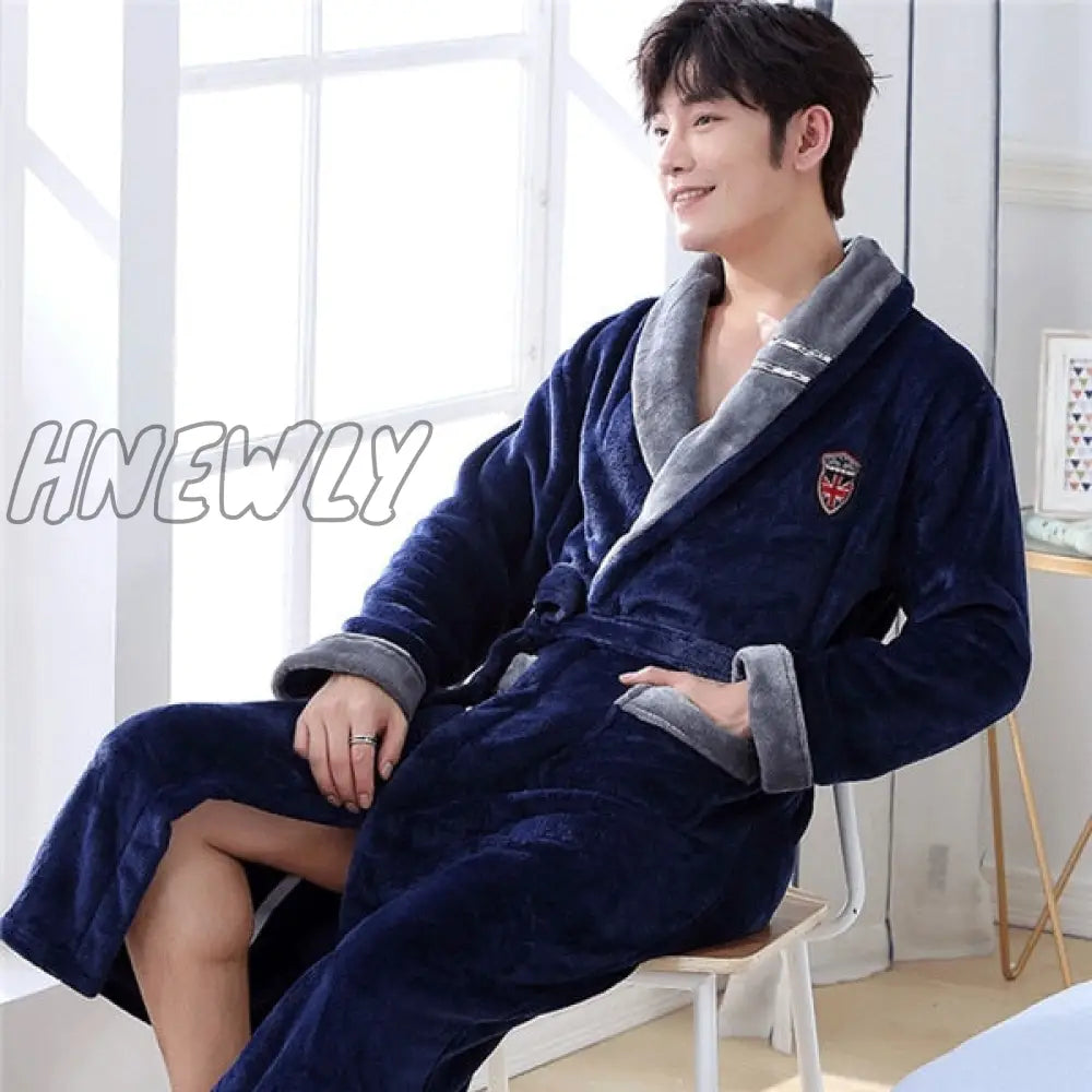 Hnewly Winter Thick Warm Female Coral Fleece Kimono Robe Lovers Couple Nightgown Bath Gown