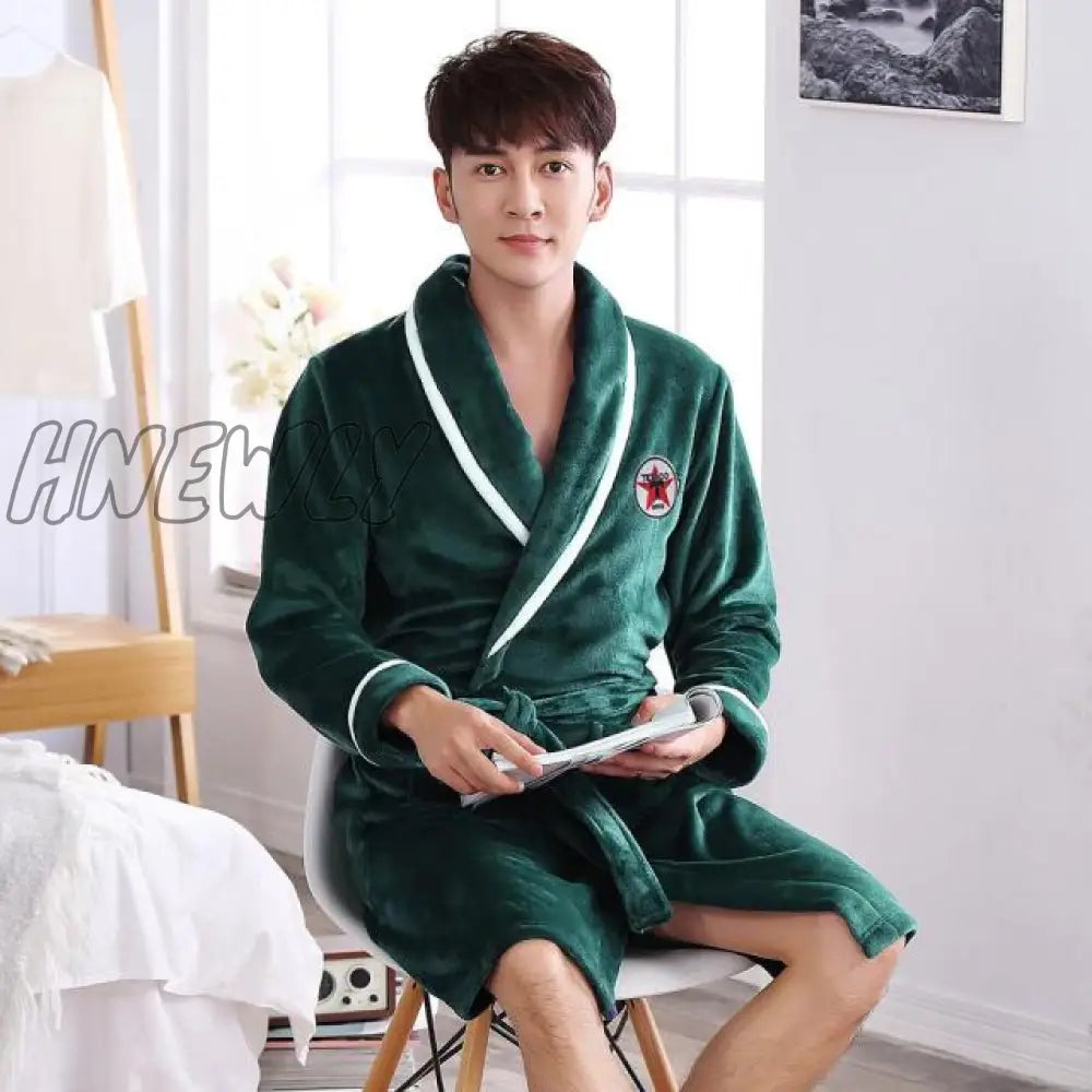 Hnewly Winter Thick Warm Female Coral Fleece Kimono Robe Lovers Couple Nightgown Bath Gown