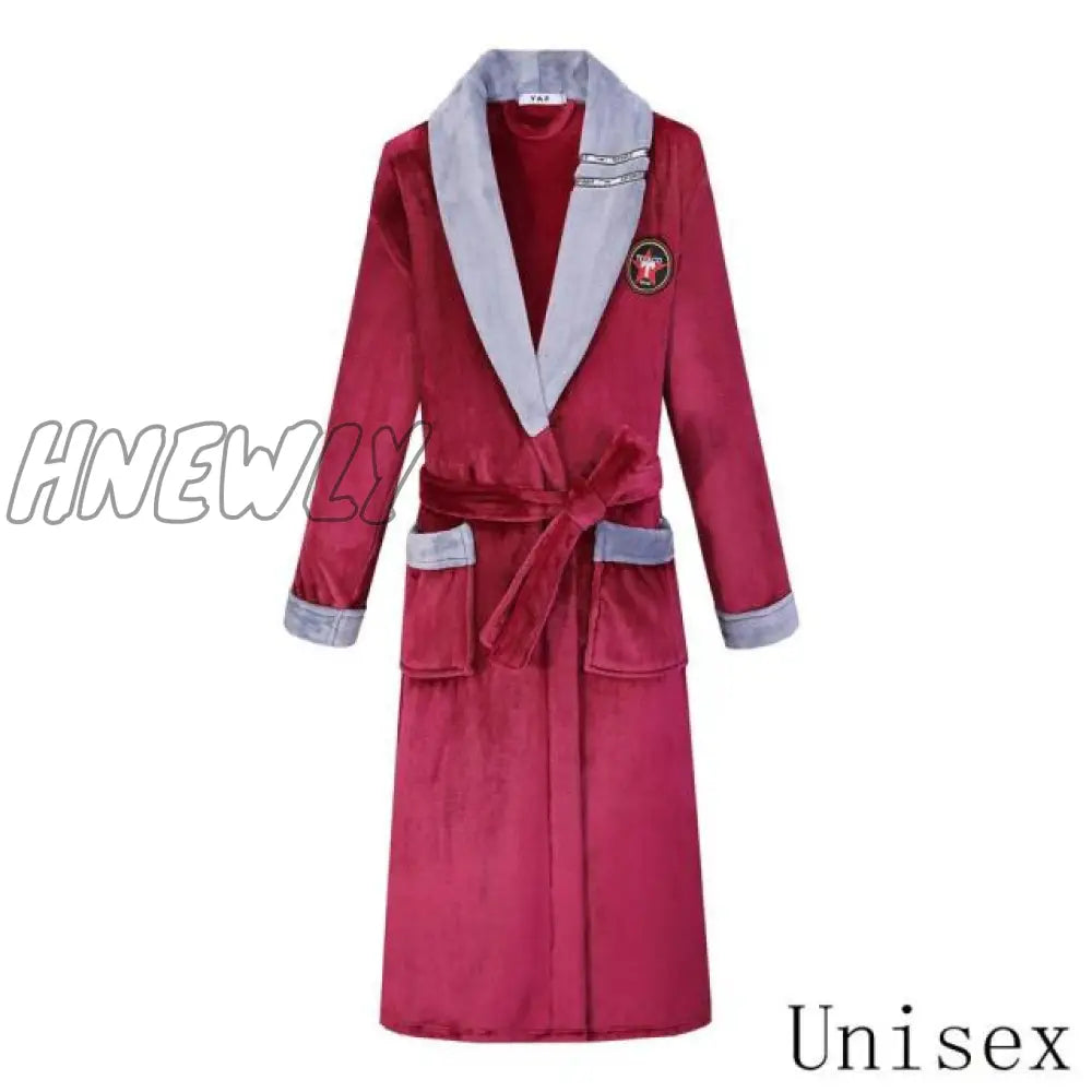 Hnewly Winter Thick Warm Female Coral Fleece Kimono Robe Lovers Couple Nightgown Bath Gown