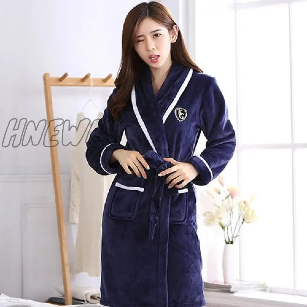 Hnewly Winter Thick Warm Female Coral Fleece Kimono Robe Lovers Couple Nightgown Bath Gown