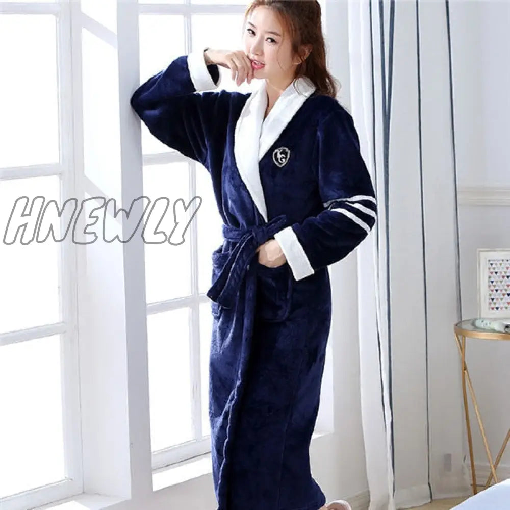 Hnewly Winter Thick Warm Female Coral Fleece Kimono Robe Lovers Couple Nightgown Bath Gown