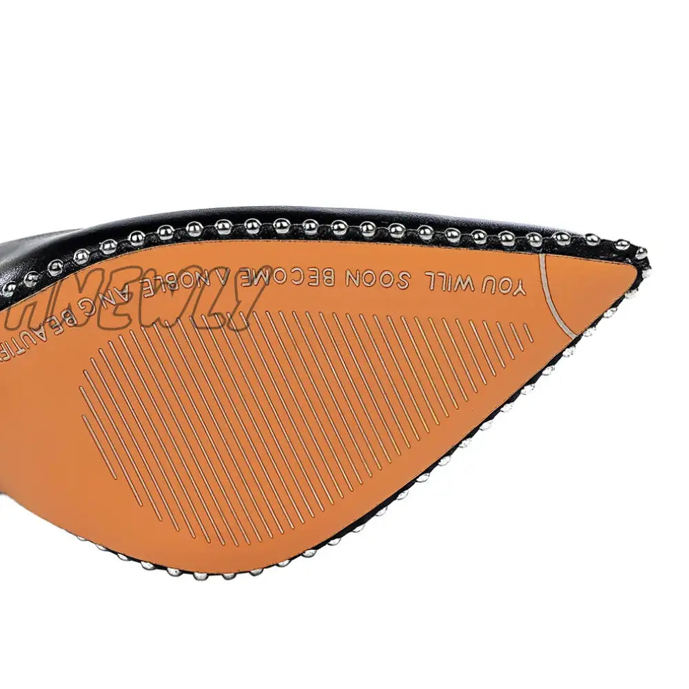 Hnewly Women 7.5Cm 10.5Cm High Heels Studded Rivets Pumps Lady Fetish Stiletto Middle Low Scarpins