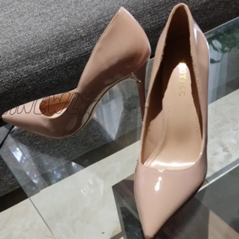 Hnewly Women 7.5Cm 10.5Cm High Heels Wedding Bridal Classic Pumps Lady Scarpins Metallic Leather