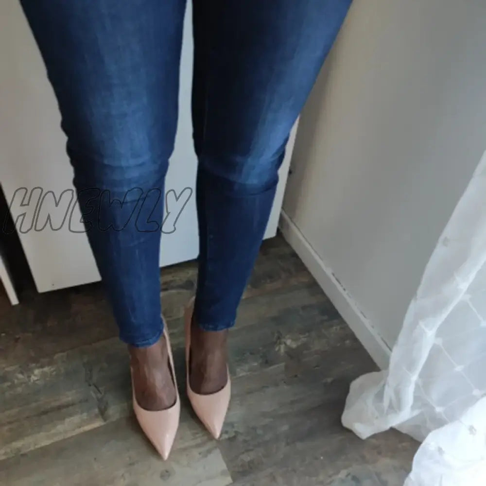 Hnewly Women 7.5Cm 10.5Cm High Heels Wedding Bridal Classic Pumps Lady Scarpins Metallic Leather