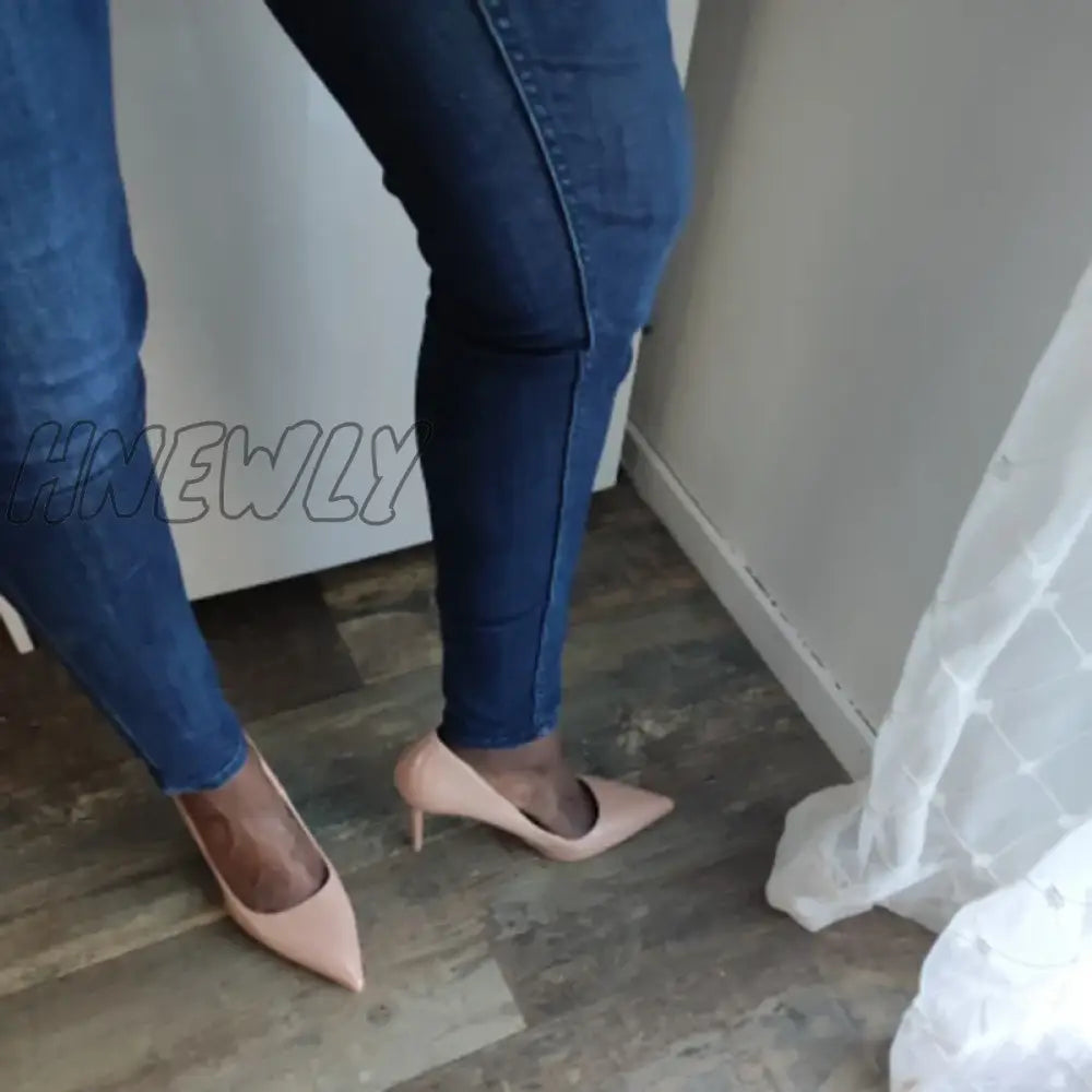 Hnewly Women 7.5Cm 10.5Cm High Heels Wedding Bridal Classic Pumps Lady Scarpins Metallic Leather