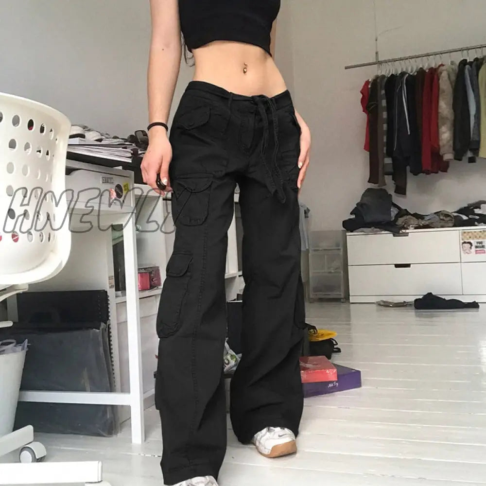 Hnewly Women 90S Y2K Patchwork Wide Leg Mom Jeans Big Pocket Cargo Pants Vintage Mopping Casual