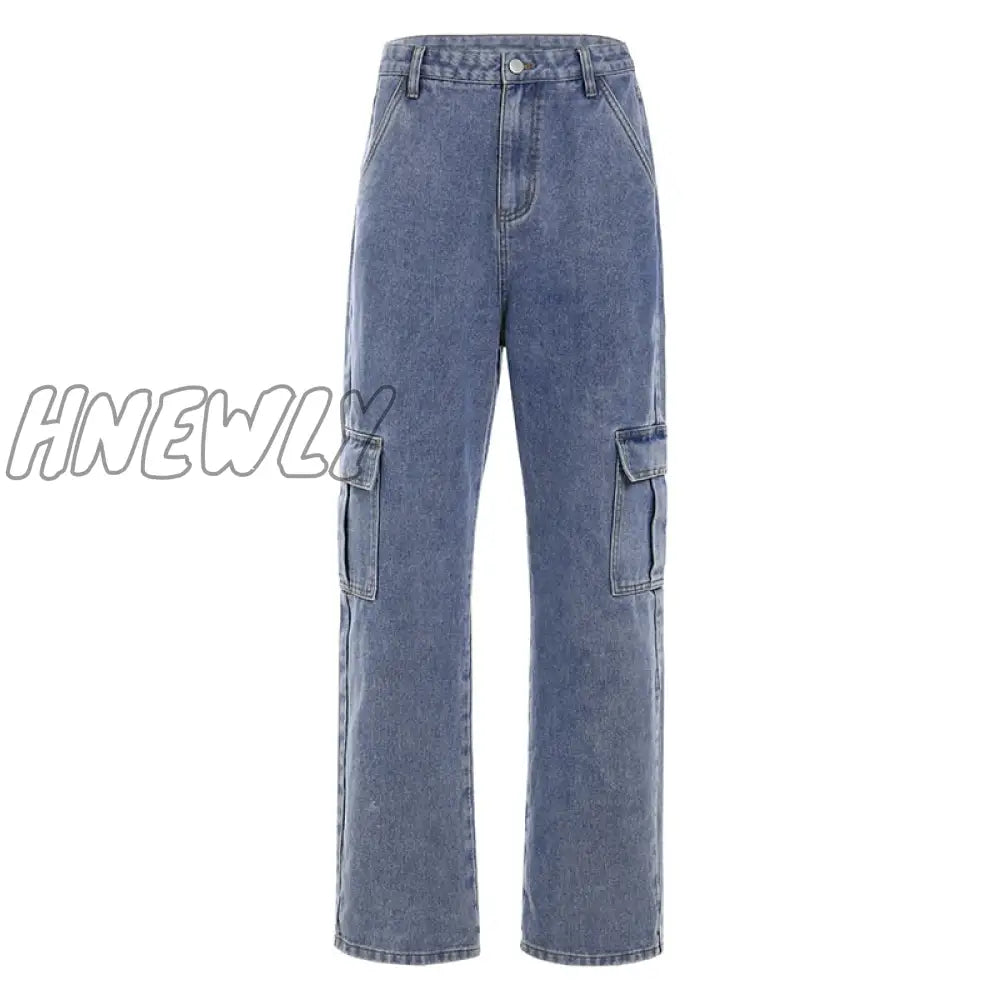 Hnewly Women 90S Y2K Patchwork Wide Leg Mom Jeans Big Pocket Cargo Pants Vintage Mopping Casual