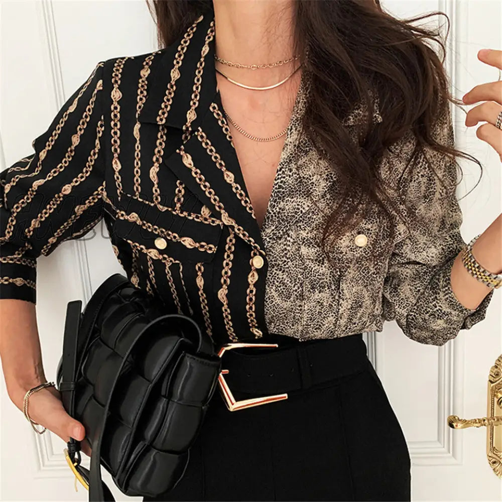 Hnewly Women Blouse Chemise Femme Office Lady Button Up Turn Down Collar Shirts Plus Size Ladies