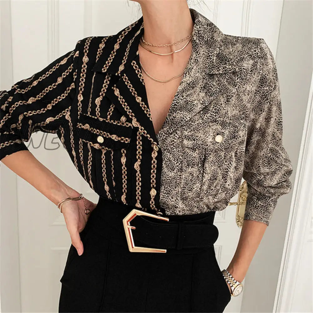 Hnewly Women Blouse Chemise Femme Office Lady Button Up Turn Down Collar Shirts Plus Size Ladies