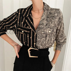 Hnewly Women Blouse Chemise Femme Office Lady Button Up Turn Down Collar Shirts Plus Size Ladies
