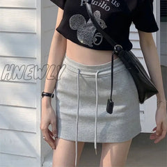 Hnewly Women Casual Lined Skirt Korean Fashion Office Ladies High Waist Mini Solid All Match Y2K