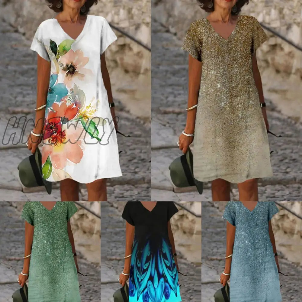 Hnewly Women Casual Loose Dress Colors Pluse Sizes Batwing Solid Beach Boho Splice Pocket Fashion