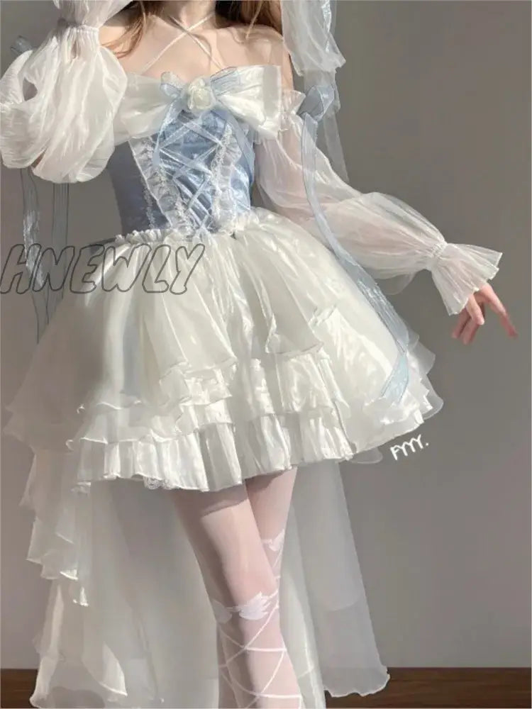 Hnewly Women Chic Pink Asymmetrical Dress Vintage Summer Mini Birthday Female Ruffles Party