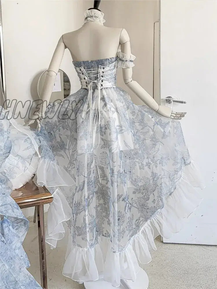 Hnewly Women Chic Pink Asymmetrical Dress Vintage Summer Mini Birthday Female Ruffles Party