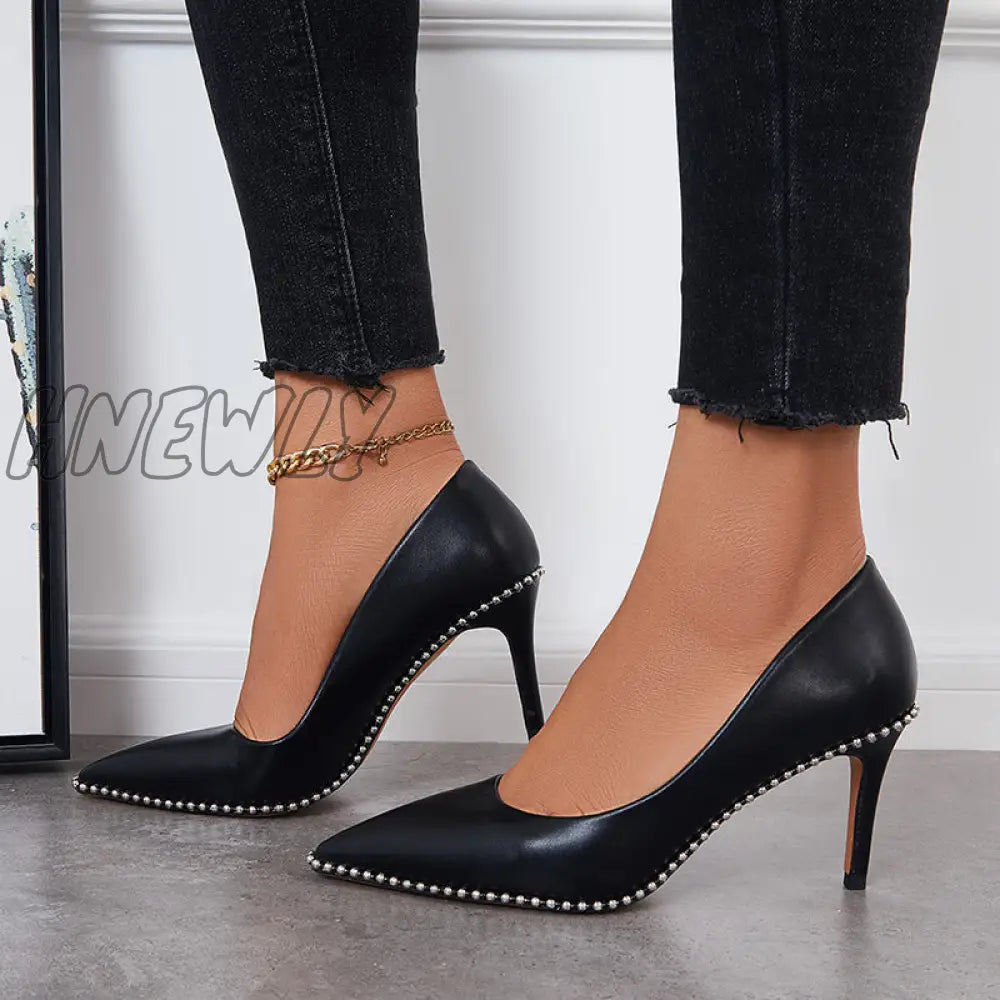 Hnewly Women Closed Pointed Toe Pumps Stiletto High Heel Dress Shoes / Heels