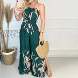 Hnewly Women Fashion Elegant Sleeveless Partywear Jumpsuits Overalls Formal Party Romper Print