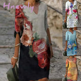 Hnewly Women Loose Spring Vintage Ruffles Befree Dress Large Big Printed Summer Boho Casual Party