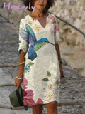 Hnewly Women Loose Spring Vintage Ruffles Befree Dress Large Big Printed Summer Boho Casual Party
