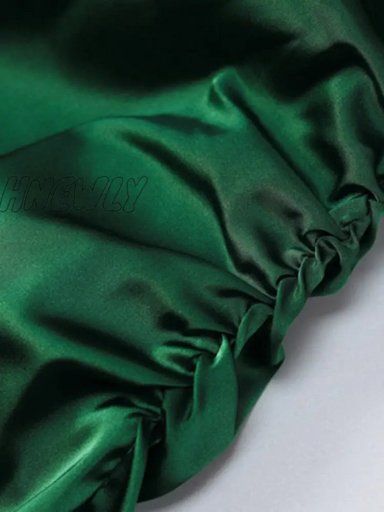 Hnewly Women Party Dress New Arrivals Maxi Satin Bodycon Green Halter Backless Sexy Celebrity Club
