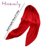 Hnewly Women Pleated Satin Scarf Headscarf Neckerchief Skinny Ribbon Square Hair Tie Band Kerchief