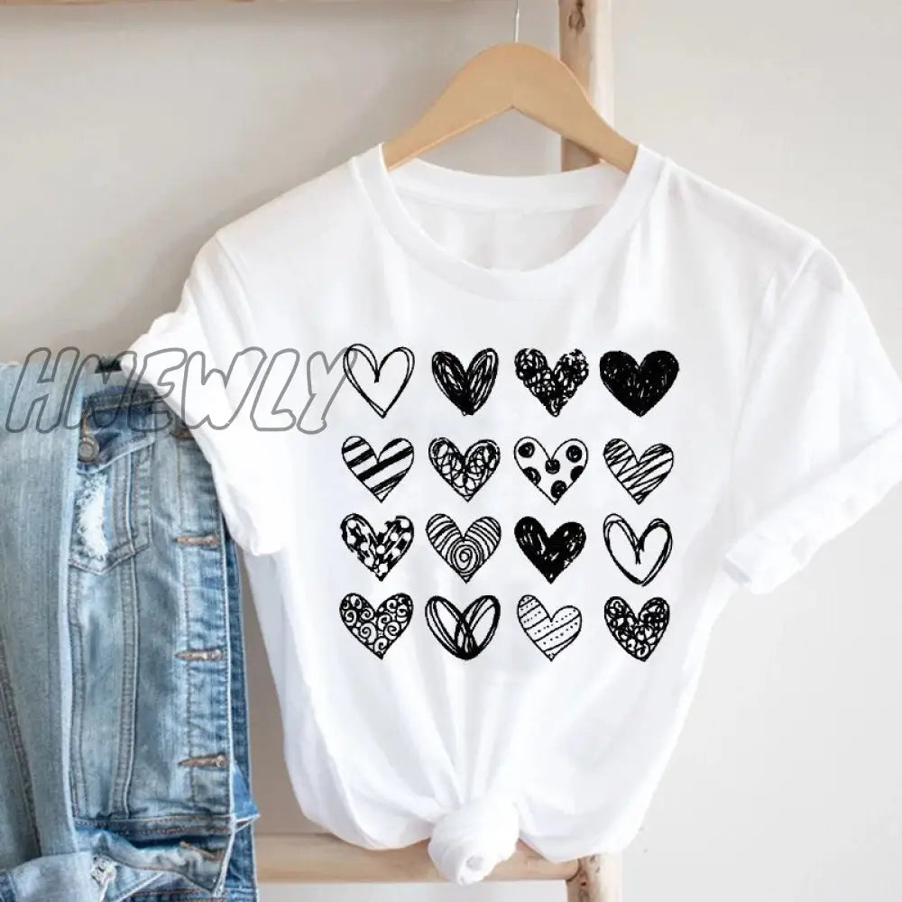Hnewly Women Printing Butterfly 90S Sweet Love Kawaii Valentine’s Day Fashion Clothes Print Tee