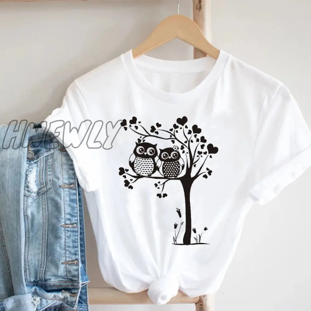 Hnewly Women Printing Butterfly 90S Sweet Love Kawaii Valentine’s Day Fashion Clothes Print Tee