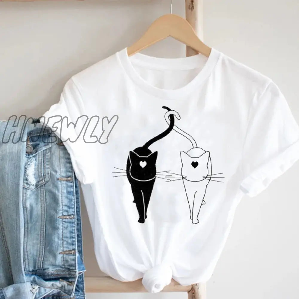 Hnewly Women Printing Butterfly 90S Sweet Love Kawaii Valentine’s Day Fashion Clothes Print Tee