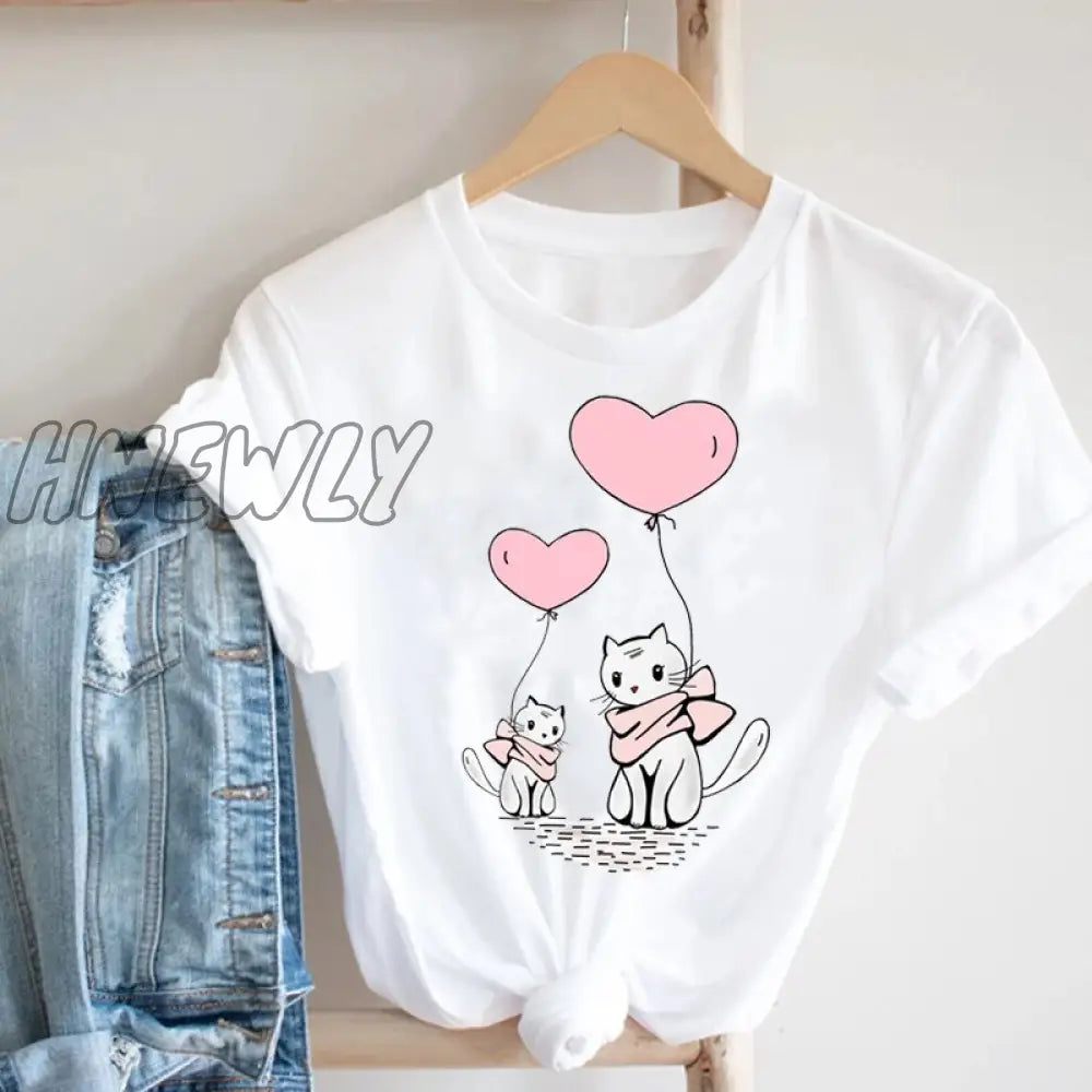 Hnewly Women Printing Butterfly 90S Sweet Love Kawaii Valentine’s Day Fashion Clothes Print Tee