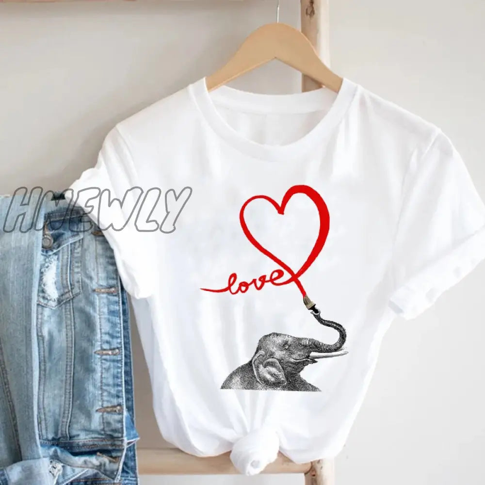 Hnewly Women Printing Butterfly 90S Sweet Love Kawaii Valentine’s Day Fashion Clothes Print Tee