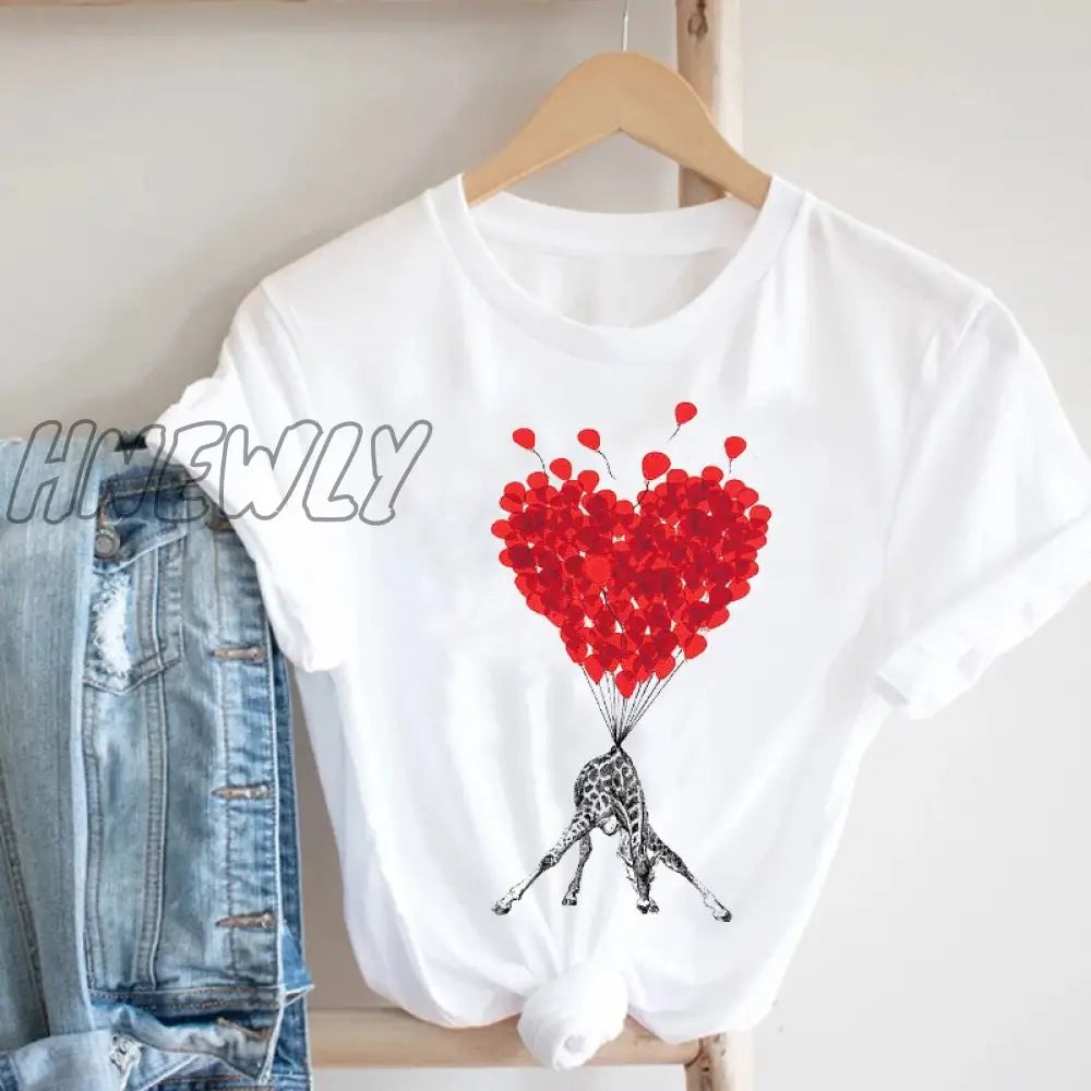 Hnewly Women Printing Butterfly 90S Sweet Love Kawaii Valentine’s Day Fashion Clothes Print Tee