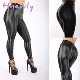 Hnewly Women Stretch Pants Sweatpants Wet Look Butt Lift Leather Pv Skinny Leggings Trousers Ropa