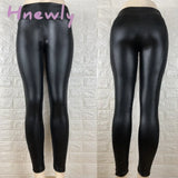 Hnewly Women Stretch Pants Sweatpants Wet Look Butt Lift Leather Pv Skinny Leggings Trousers Ropa