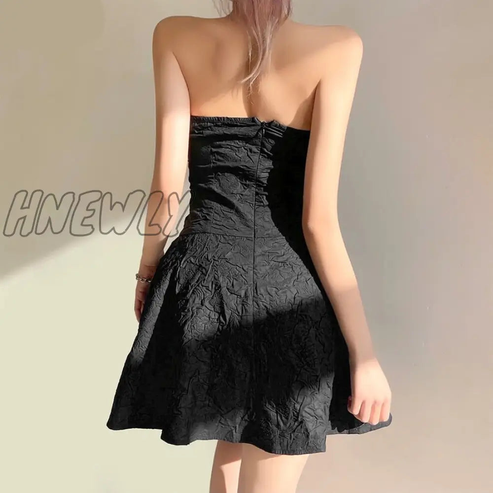 Hnewly Women Summer Fashion Sexy Embossing Mini Strapless Dresses Casual Birthday Club Beach Party