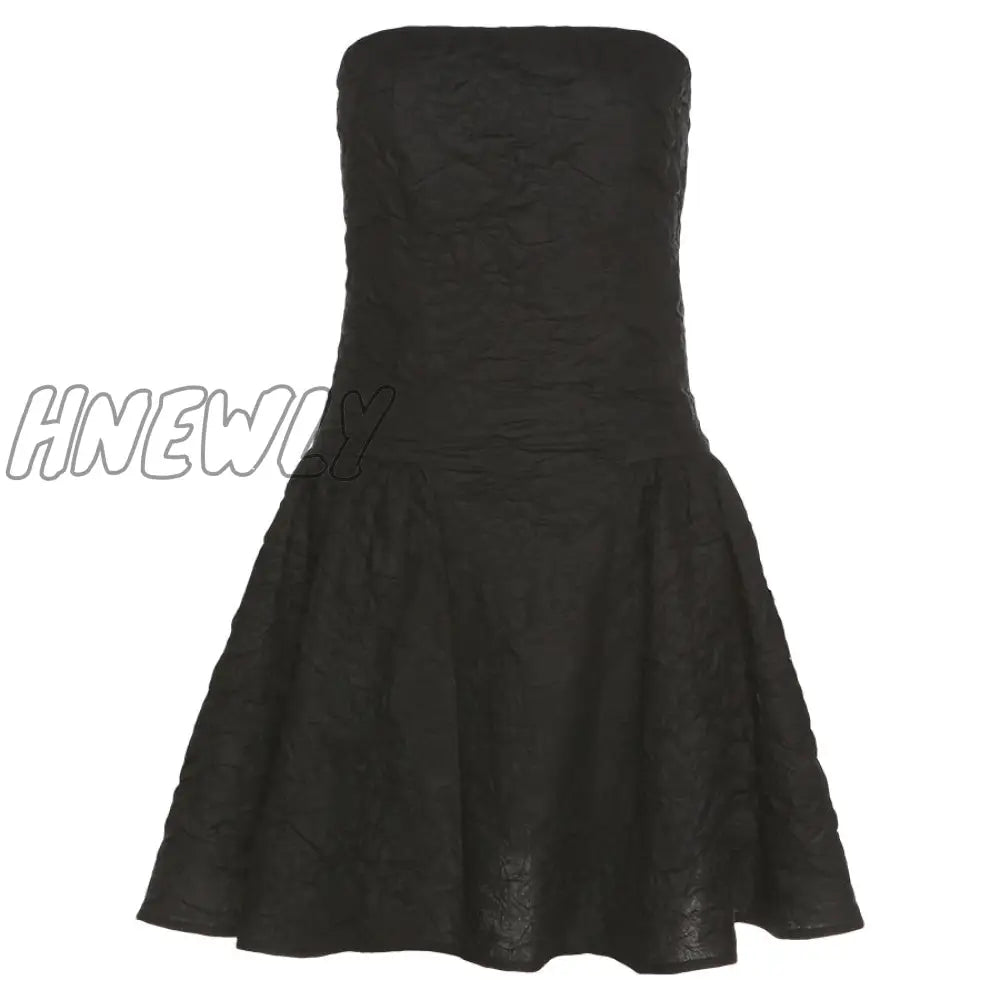Hnewly Women Summer Fashion Sexy Embossing Mini Strapless Dresses Casual Birthday Club Beach Party