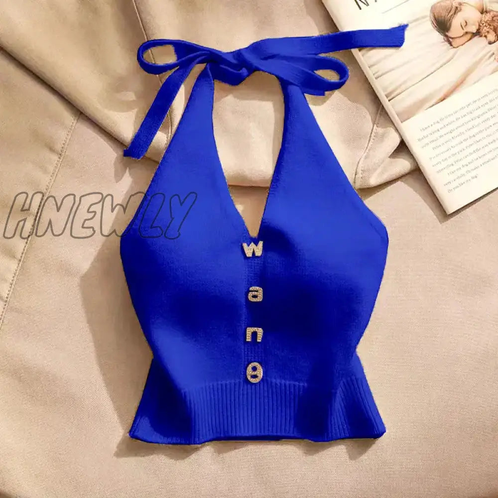 Hnewly Women Summer Y2K Clothes Sleeveless V Neck Sexy Tanks Camis Crop Vintage Cool Girl Knit