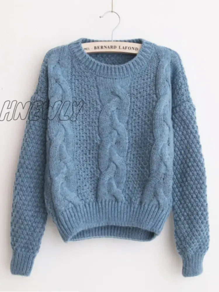 Hnewly Women Sweaters Warm Pullover And Jumpers Crewneck Mohair Twist Pull Autumn Knitted Christmas