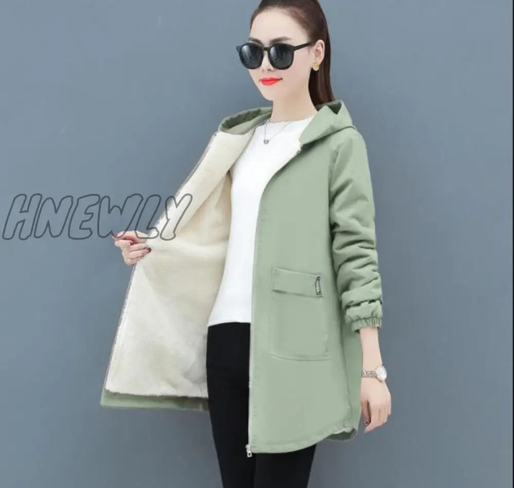 Hnewly Women Winter Coat New Korean Large Size Loose Hooded Jacket Autumn Casual Plus Velvet Female